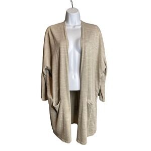 Anthropologie‎ Donni Womens Oatmeal Ribbed Kimono Cardigan Sweater One Size Cozy